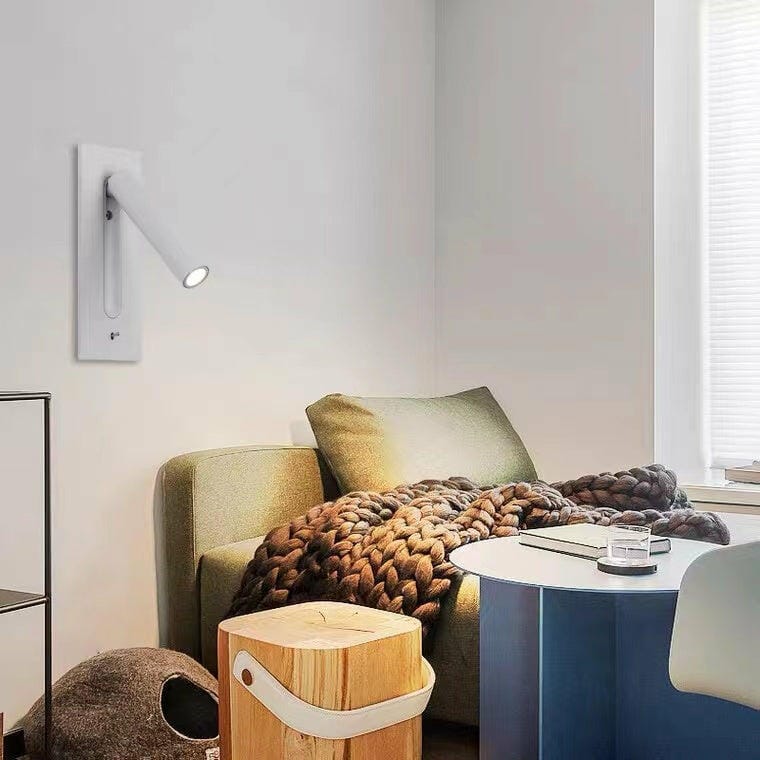 Customer photo review of Matte Black Wall Light for Bedside, Integrated LED, 330° Pivot