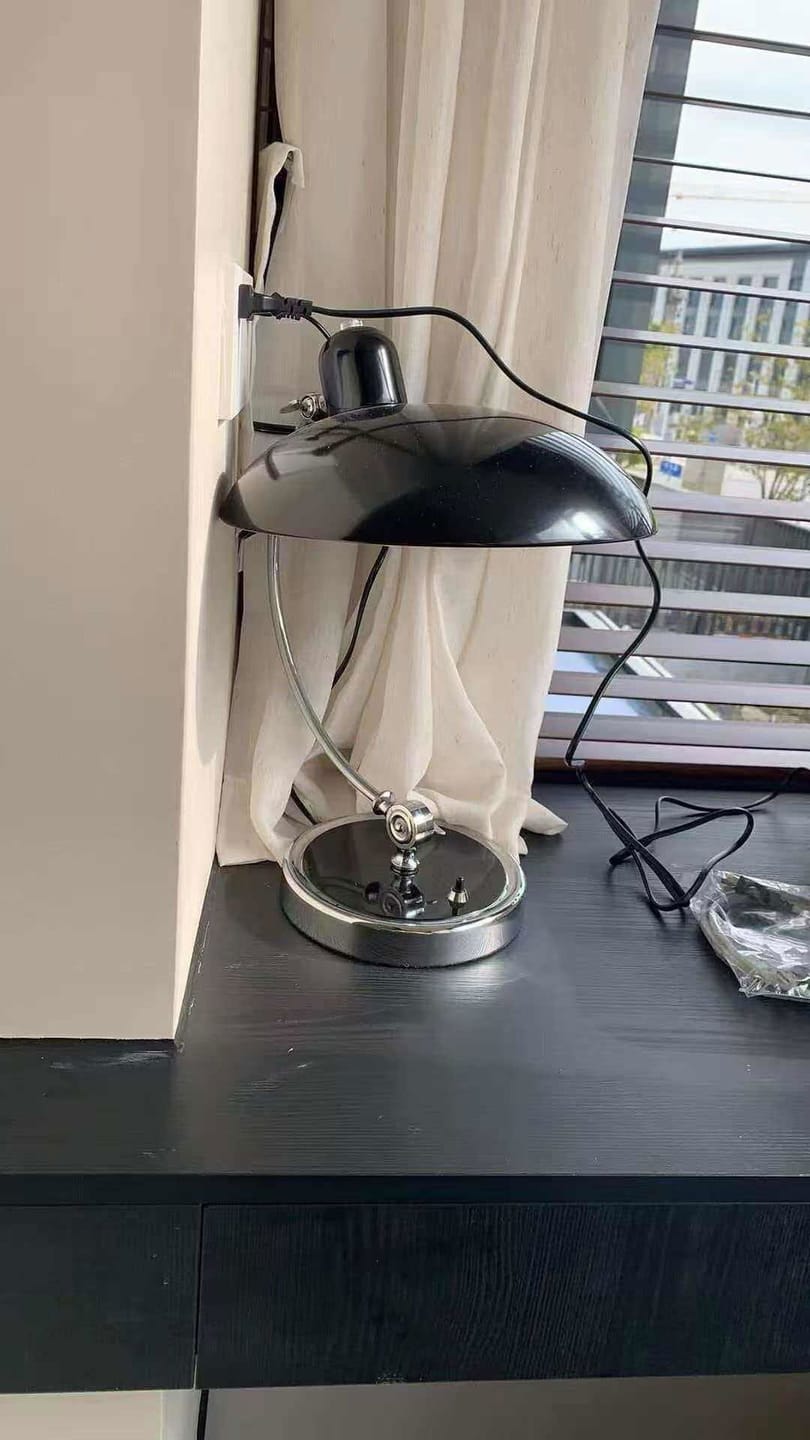 Customer photo review of Retro Desk Lamp, Metal Dome Shade, Curved Chrome Arm, 41 cm