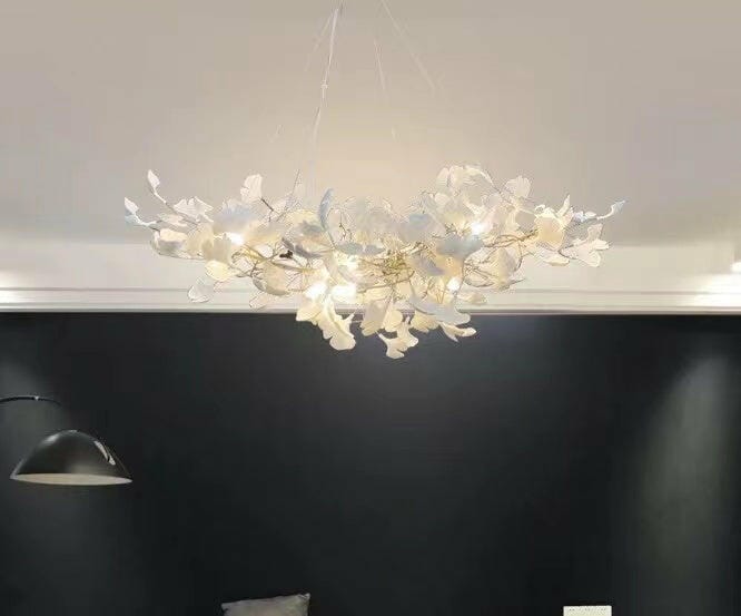 Customer photo review of Horizon Bloom Gingko Chandelier, Porcelain Leaf Ceiling Light, 7 Sizes