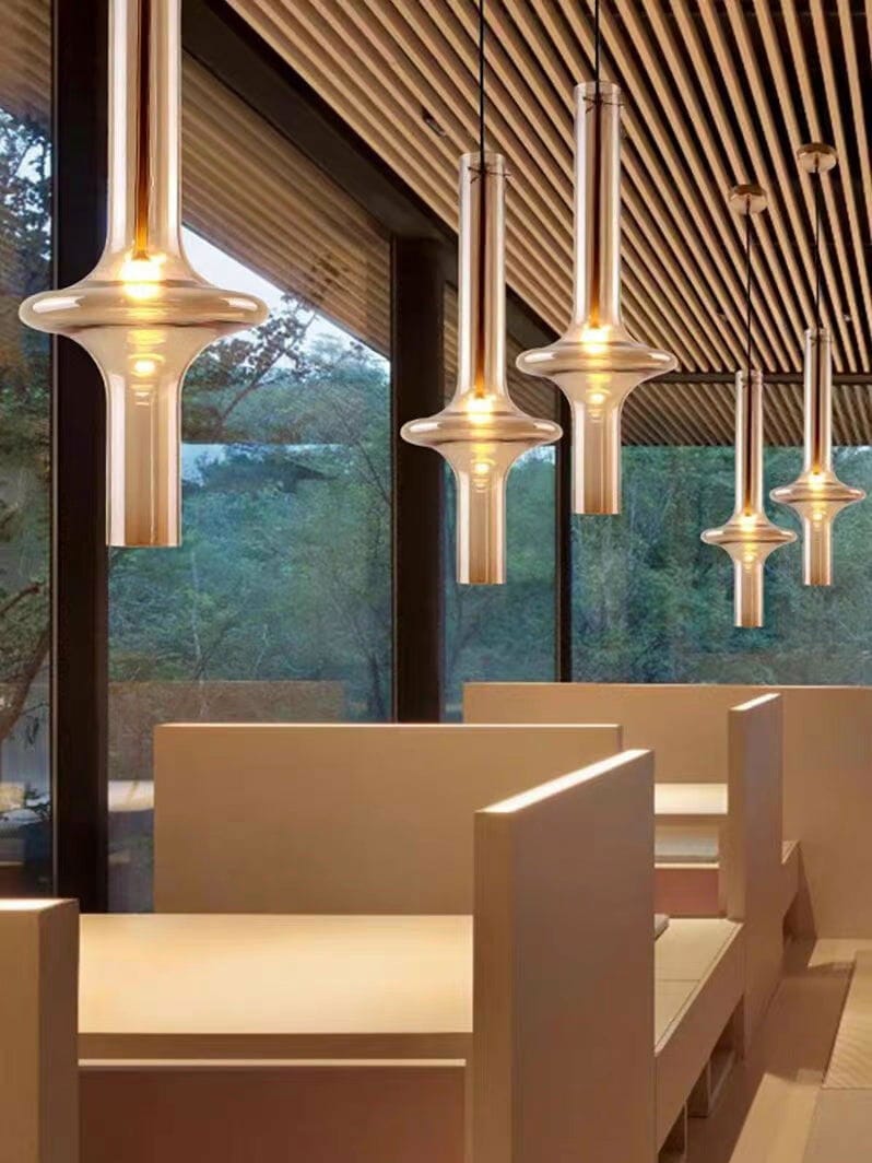 Customer photo review of Tapered Glass Pendant Light, Gold or Black Stems, 46 cm