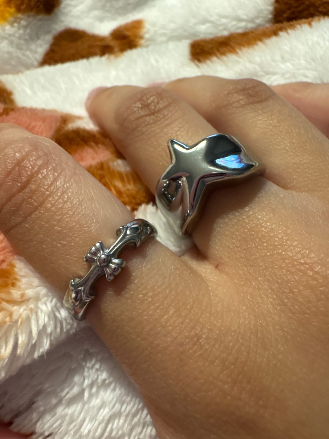 Customer photo review of Chrome Cross Ring Band