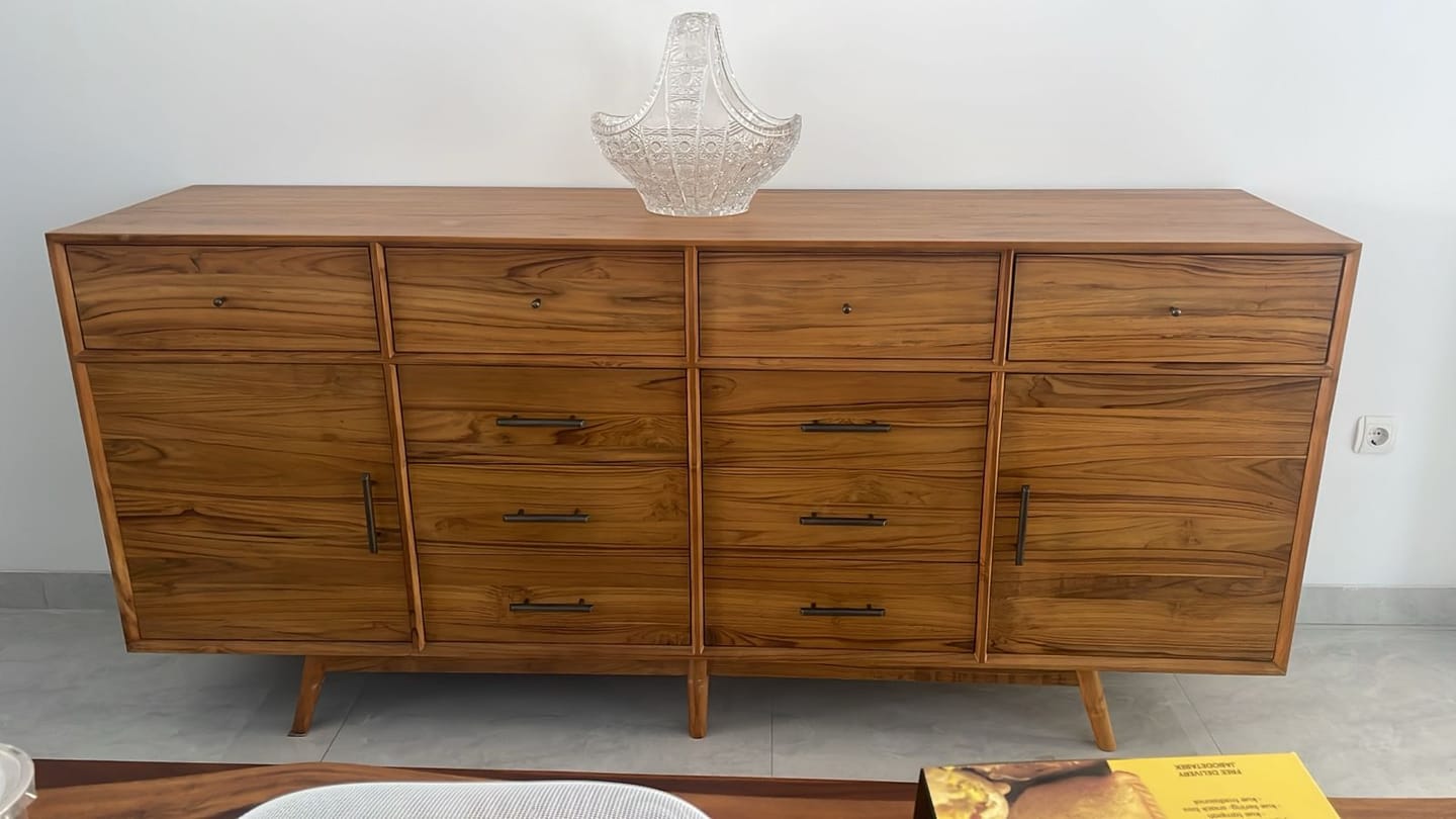 Customer photo review of 200 cm Teak Sideboard with 10 Drawers & 2 Doors | Walnut B Finish