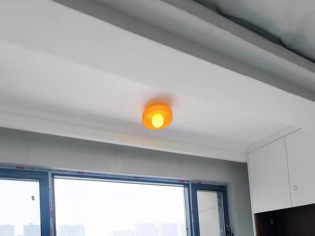Customer photo review of Glass Flush Mount Ceiling Light, Round Metal Body, 25 cm