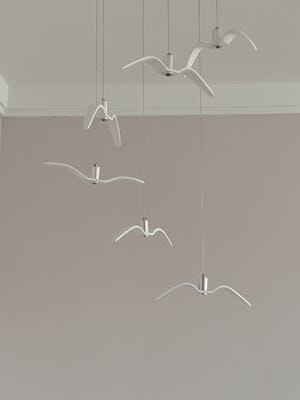 Customer photo review of Resin Bird Pendant Light, White or Black, 32 to 40 cm
