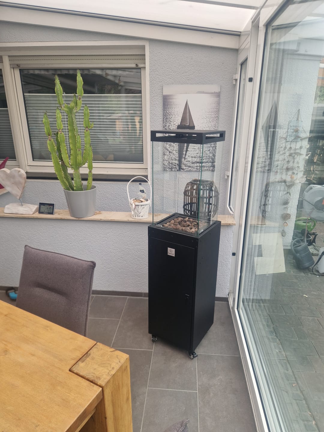 Customer photo review of Gartenzeit® Gas-Terrassenheizer mit Glaszylinder inkl. Abdeckung