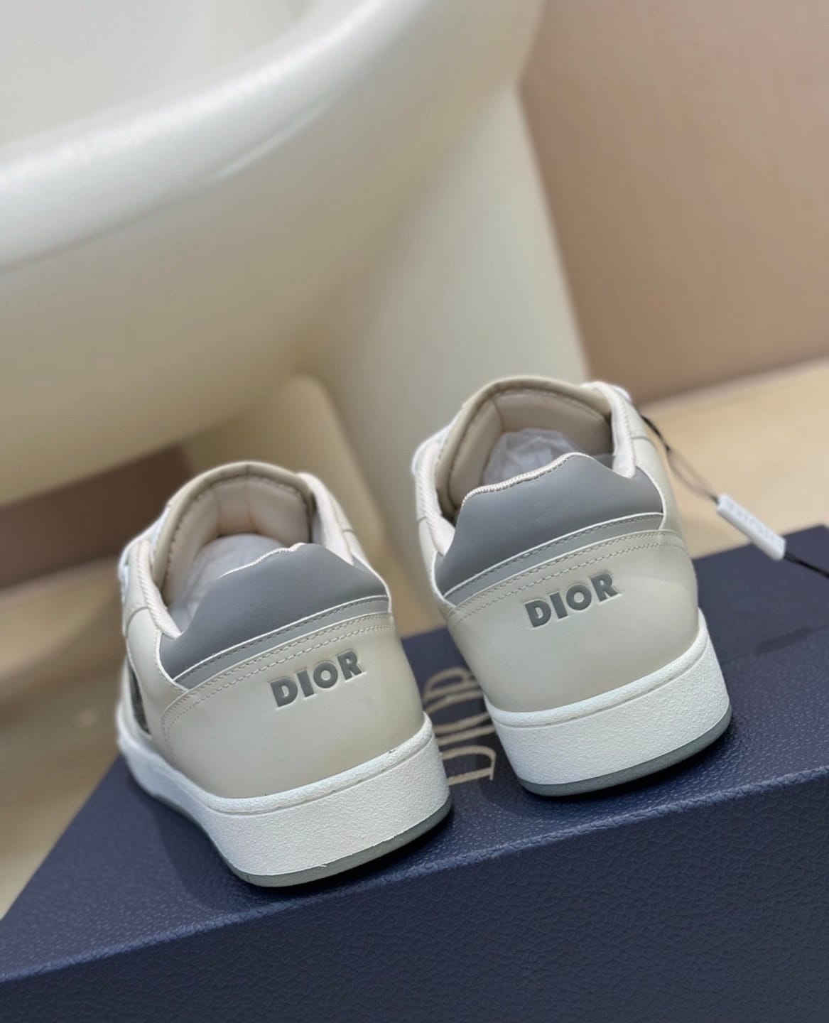 Customer photo review of B27 Gray and Beige Smooth Calfskin with Gray Dior Oblique Galaxy Leather Low Top Sneakers