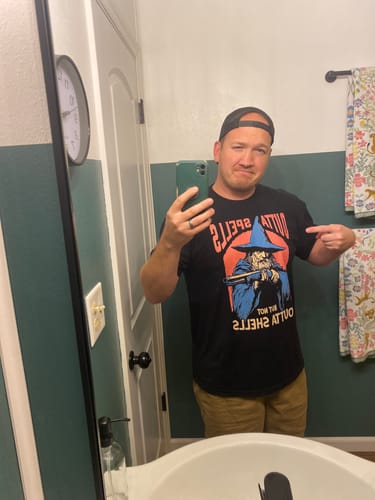 Customer photo review of Outta Spells T-Shirt