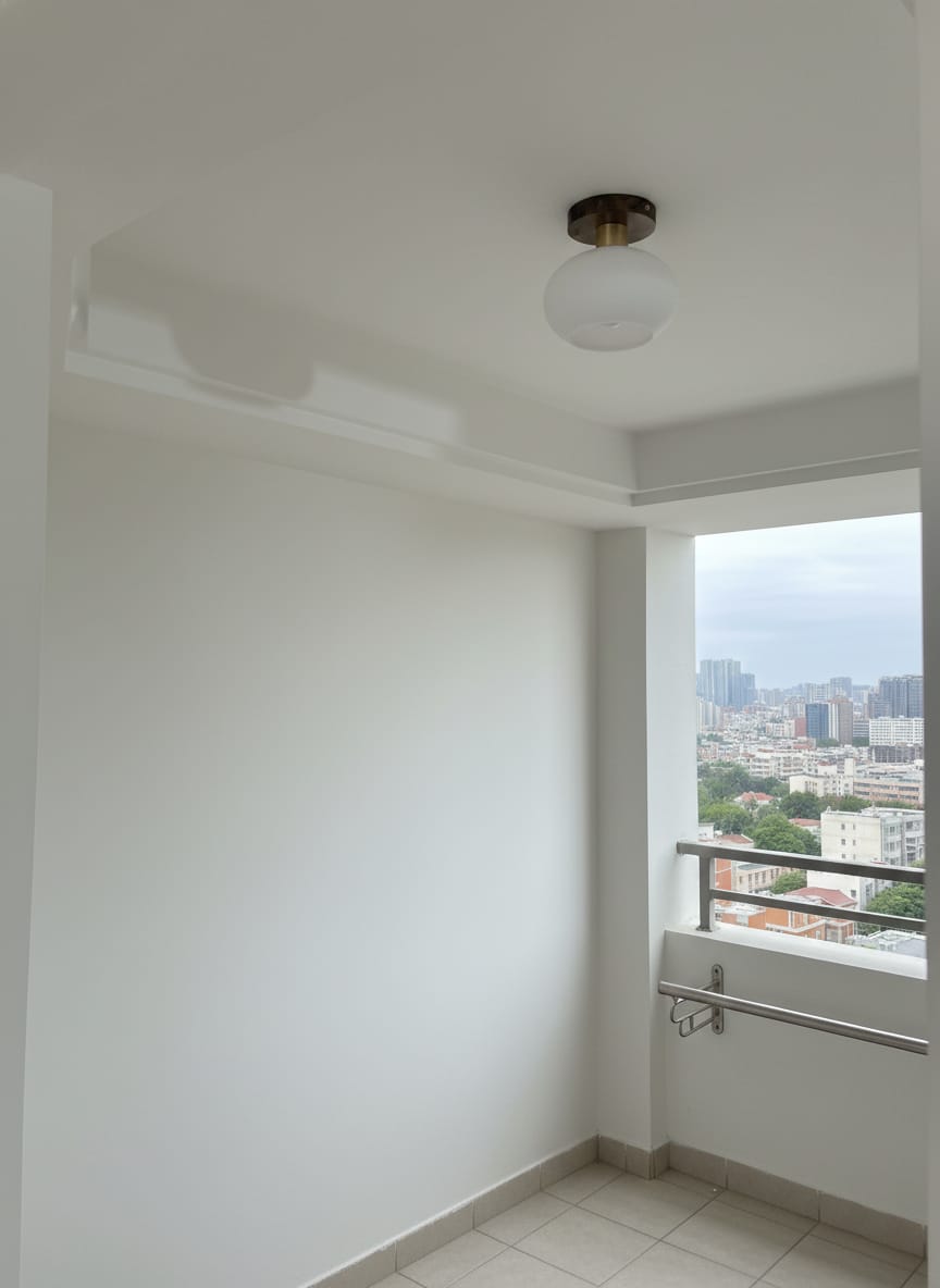 Customer photo review of Walnut Ceiling Light, Shell-Shaped Opal Glass, 18 cm