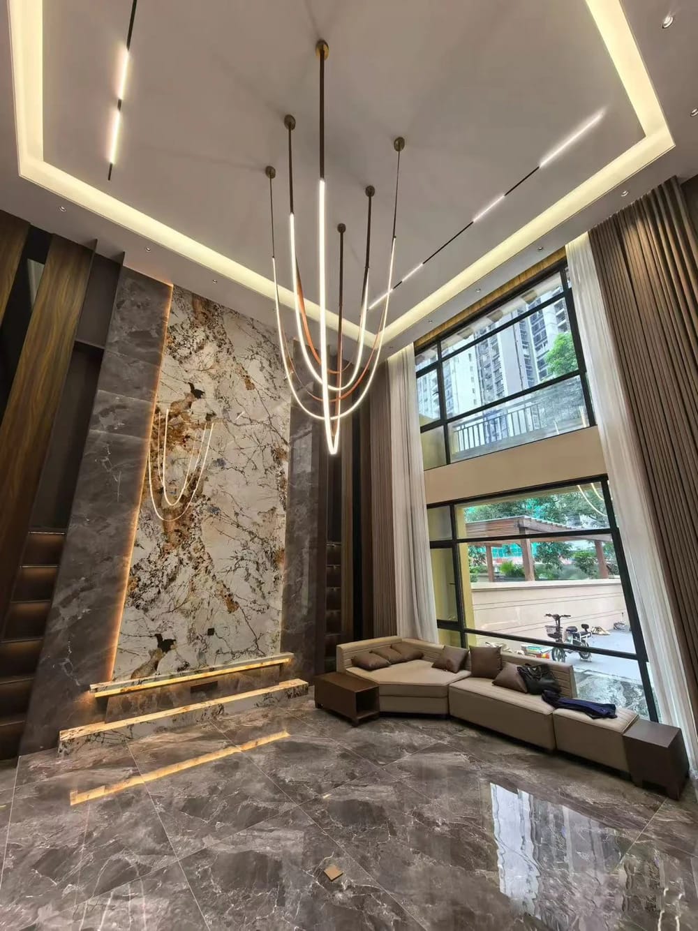 Customer photo review of Gale Leather Belt Chandelier
