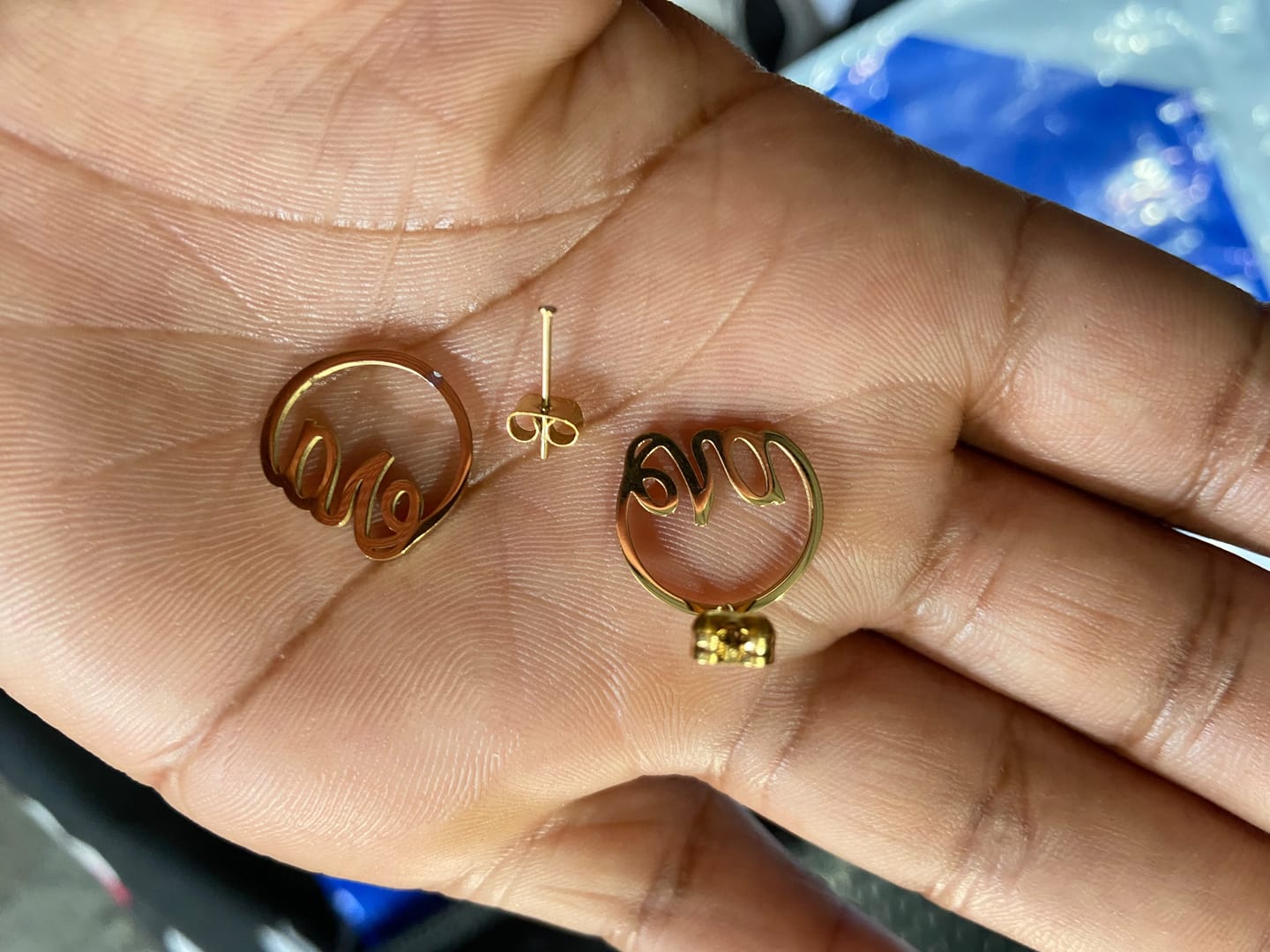 Customer photo review of Gold Era Logo Studs