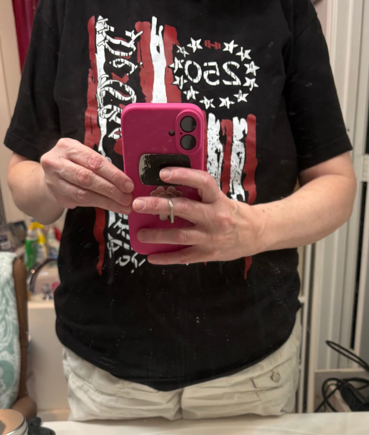 Customer photo review of Free We The People 250 Flag T-Shirt