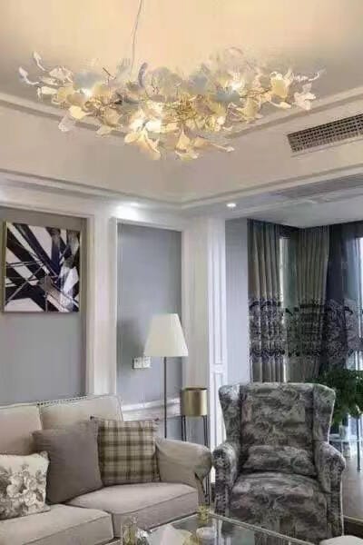 Customer photo review of Horizon Bloom Gingko Chandelier, Porcelain Leaf Ceiling Light, 7 Sizes