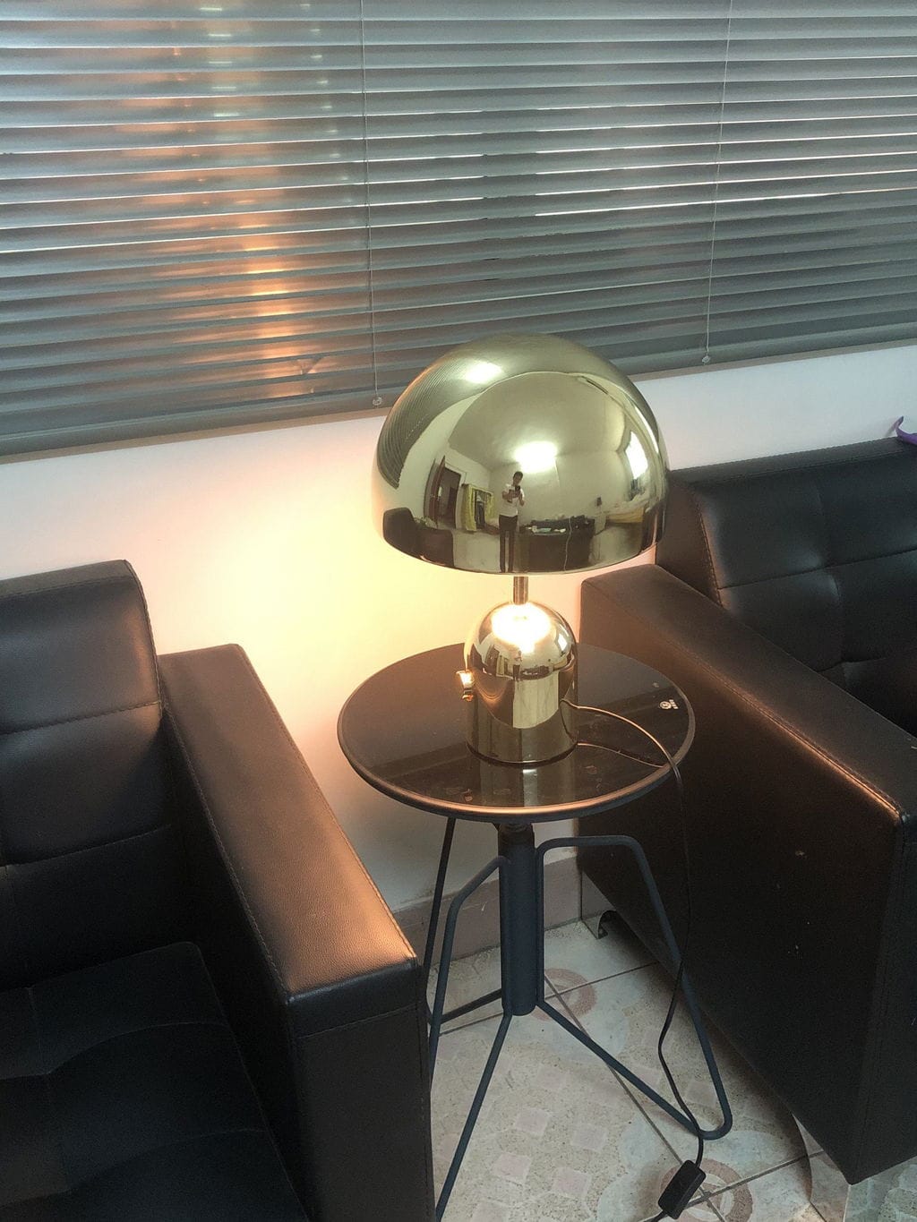 Customer photo review of Domed Metal Table Lamp, Gold Rose Gold or Chrome, Plug In