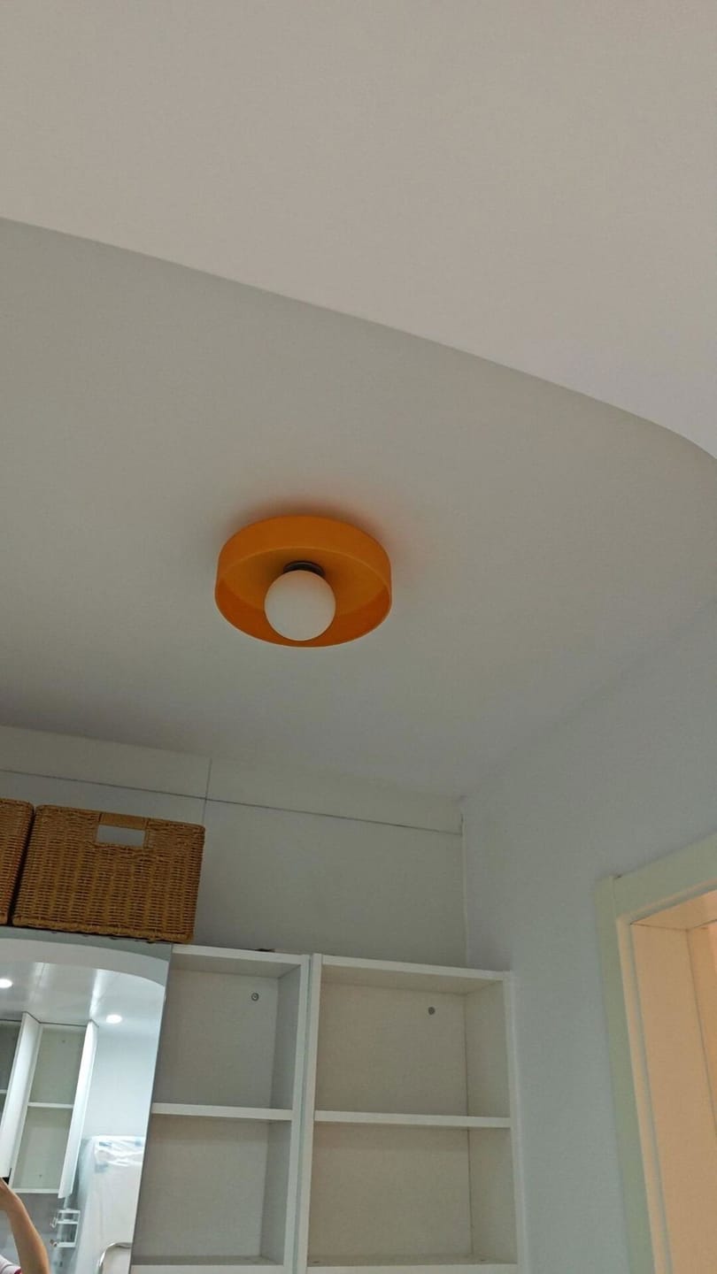 Customer photo review of Glass Flush Mount Ceiling Light, Round Metal Body, 25 cm