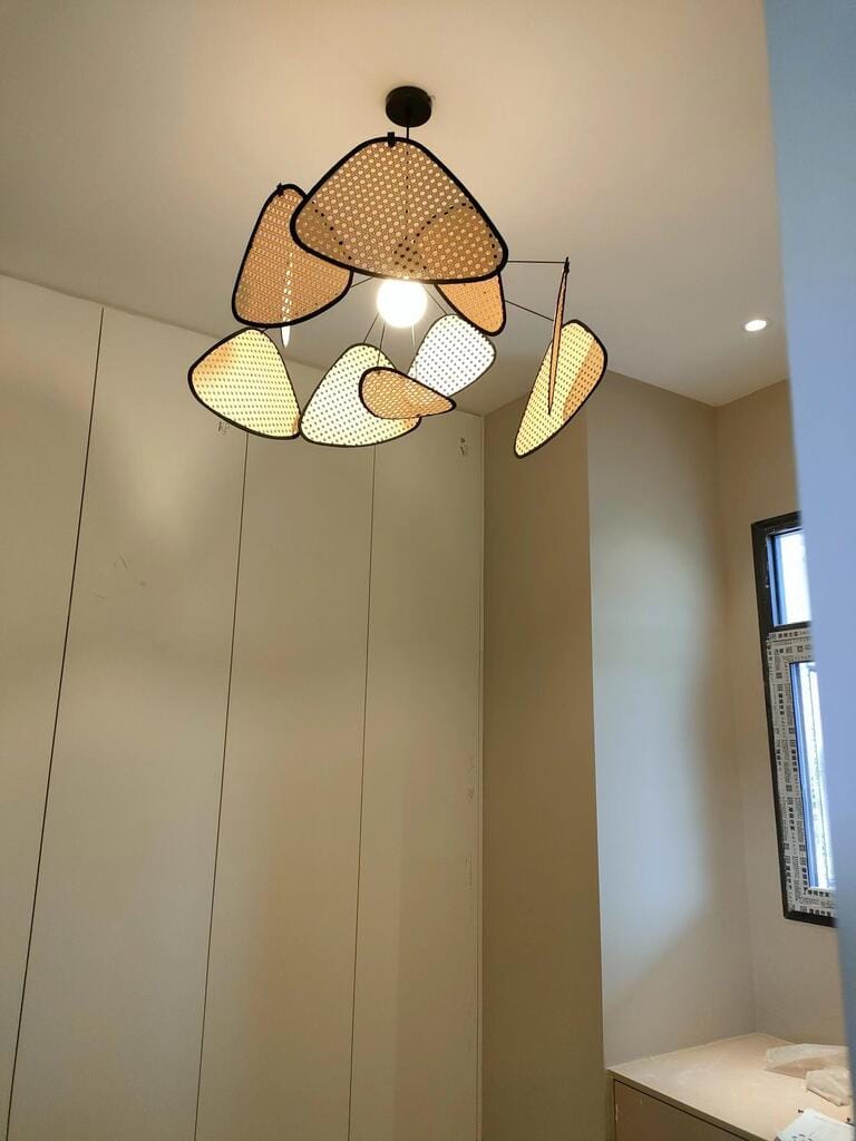 Customer photo review of Rattan Pendant Light, Black Metal Frame, Ten Curtains, 60-100 cm Wide