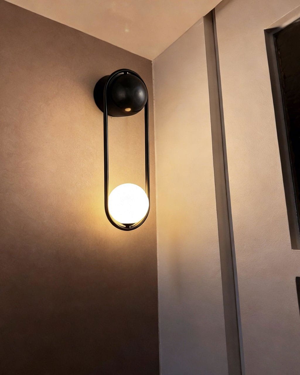 Customer photo review of Off-Centre Glass Wall Light, 46 cm, Brass or Black Hub, Wall Sconce