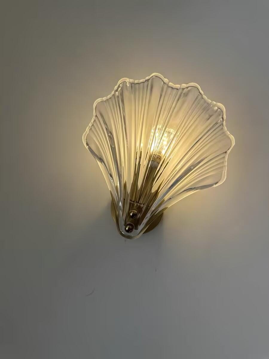Customer photo review of Shell-Shaped Wall Light, Brass Plate, Amber or Clear, Wall Sconce