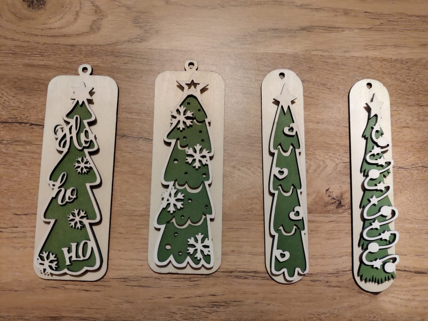 Customer photo review of 8 Laser Cut Christmas Tree Ornaments SVG