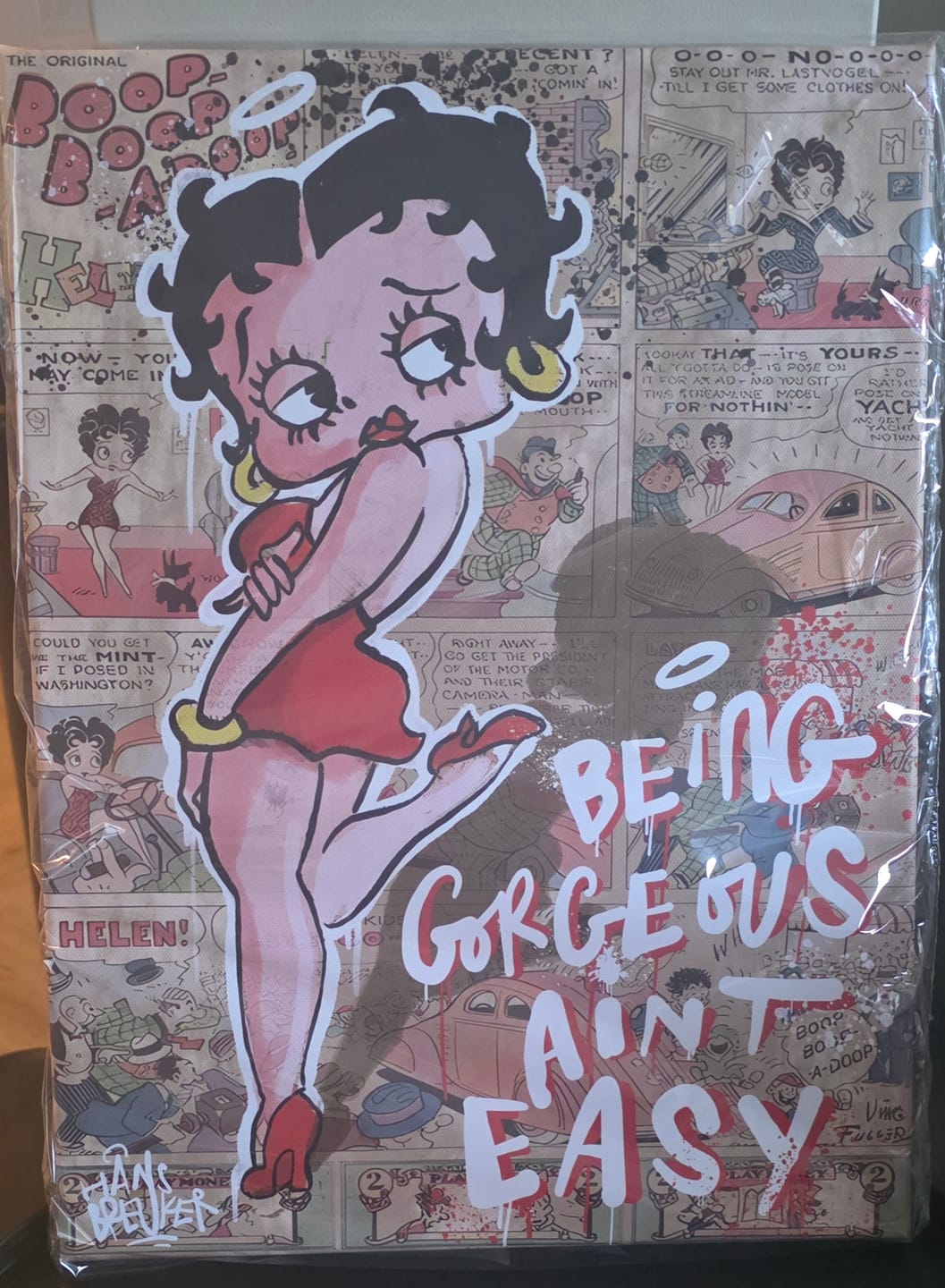 Customer photo review of Being gorgeous aint easy, comic art