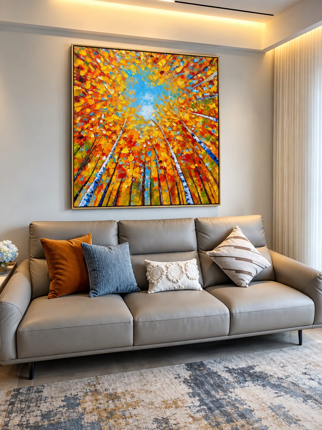 Customer photo review of "Canopy of Light" – Impressionist Birch Forest Upward View Textured Oil Painting