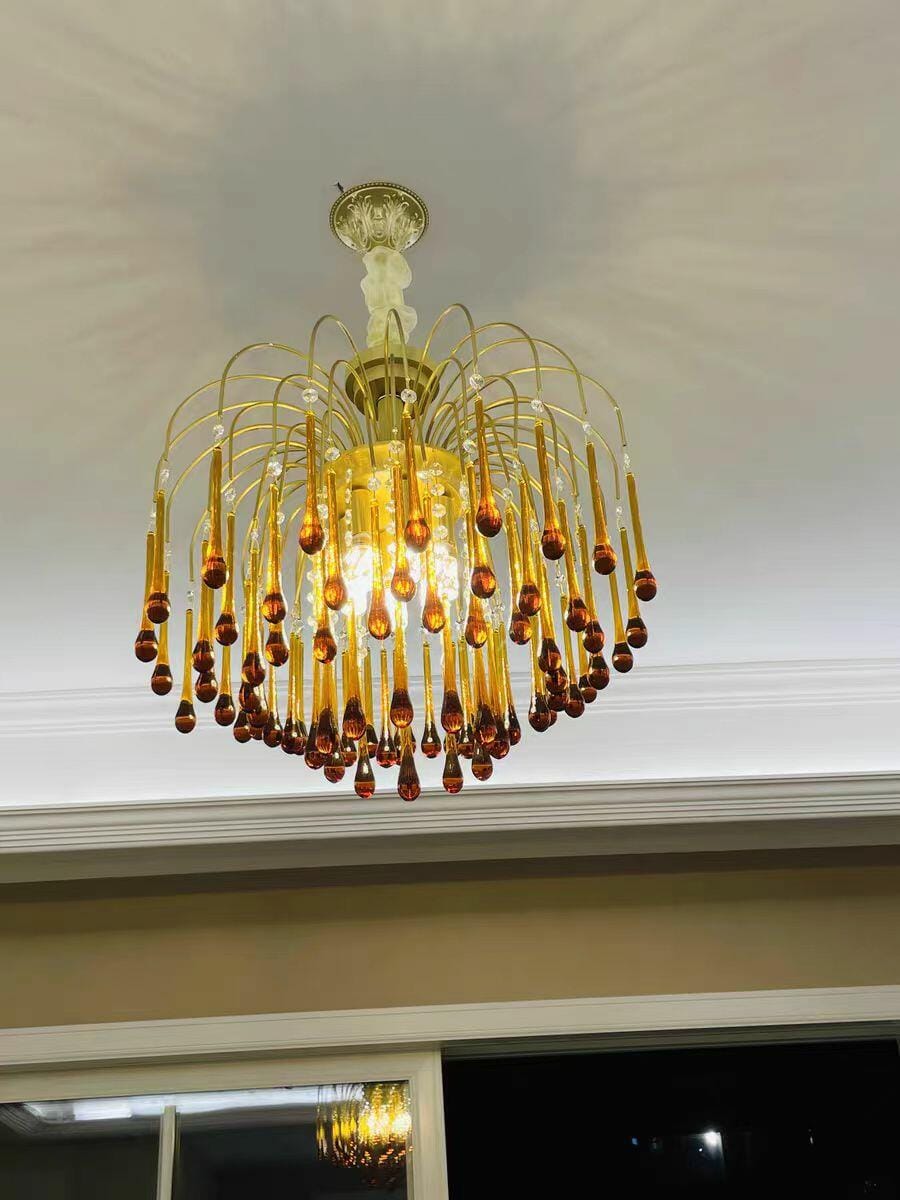 Customer photo review of Crystal Waterfall Chandelier, Gold-Finish Brass, 50 cm