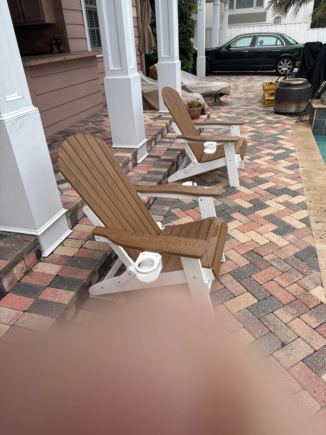 Customer photo review of Folding Adirondack Chair with Built in Footrest & Cup/Wine Holders King Size