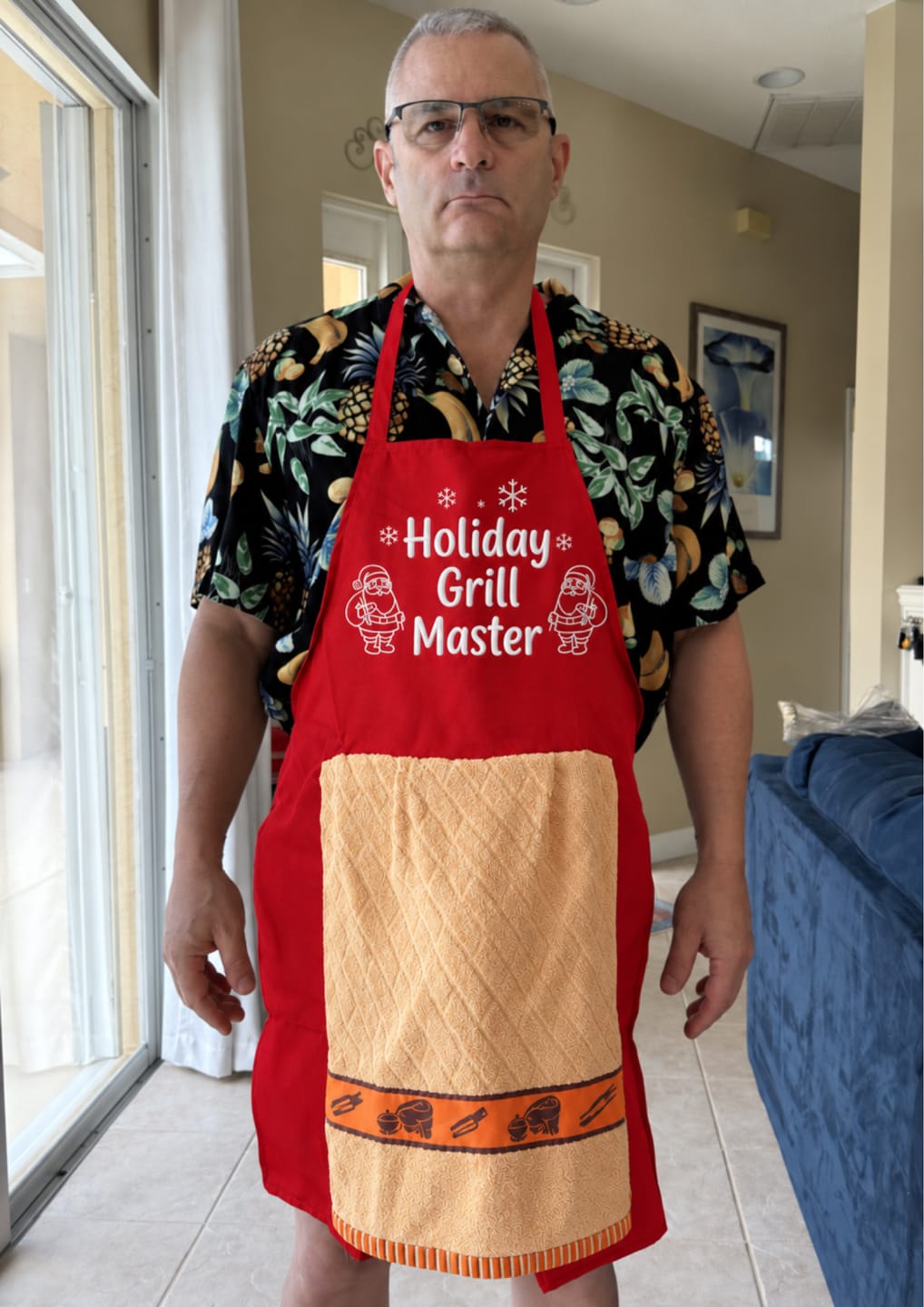 Customer photo review of Funny Christmas BBQ Apron