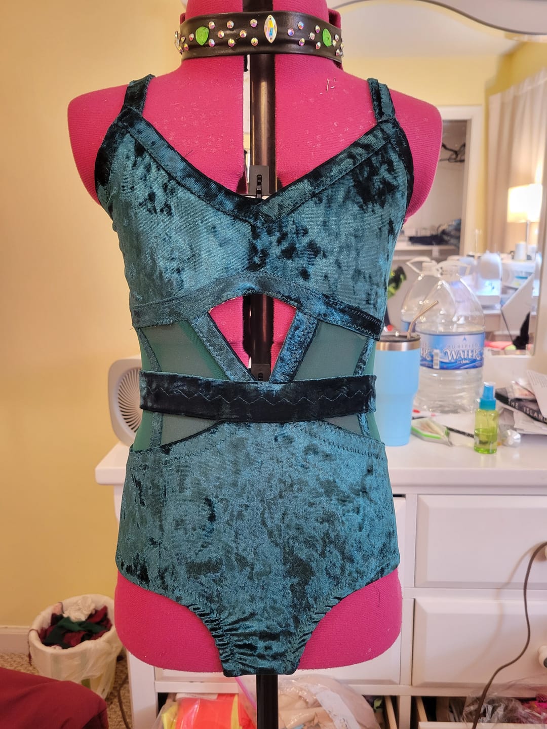 Customer photo review of Hunter Green Stretch Crushed Velvet