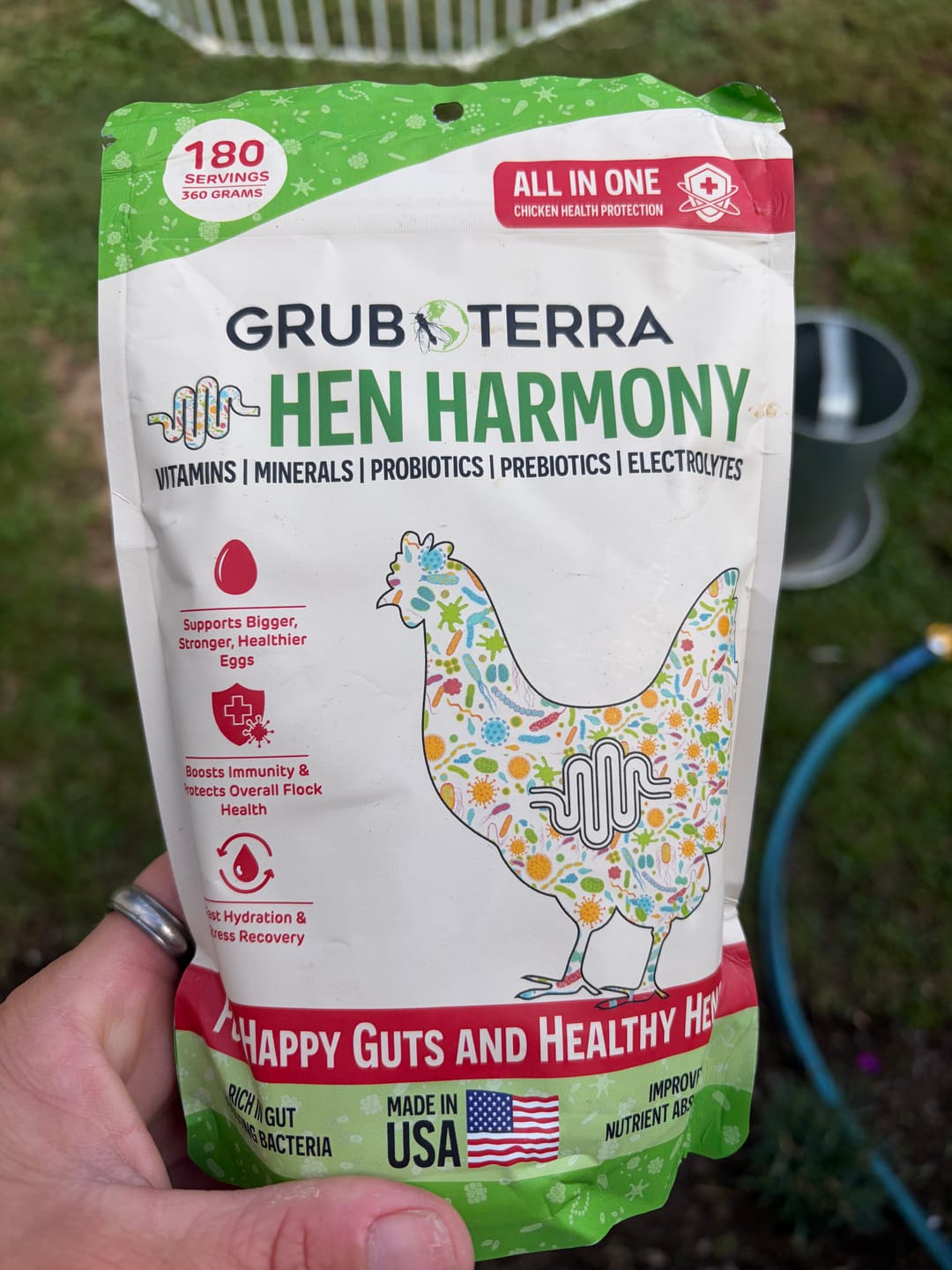 Customer photo review of Hen Harmony. The Daily All In One Supplement for Flock Resilience