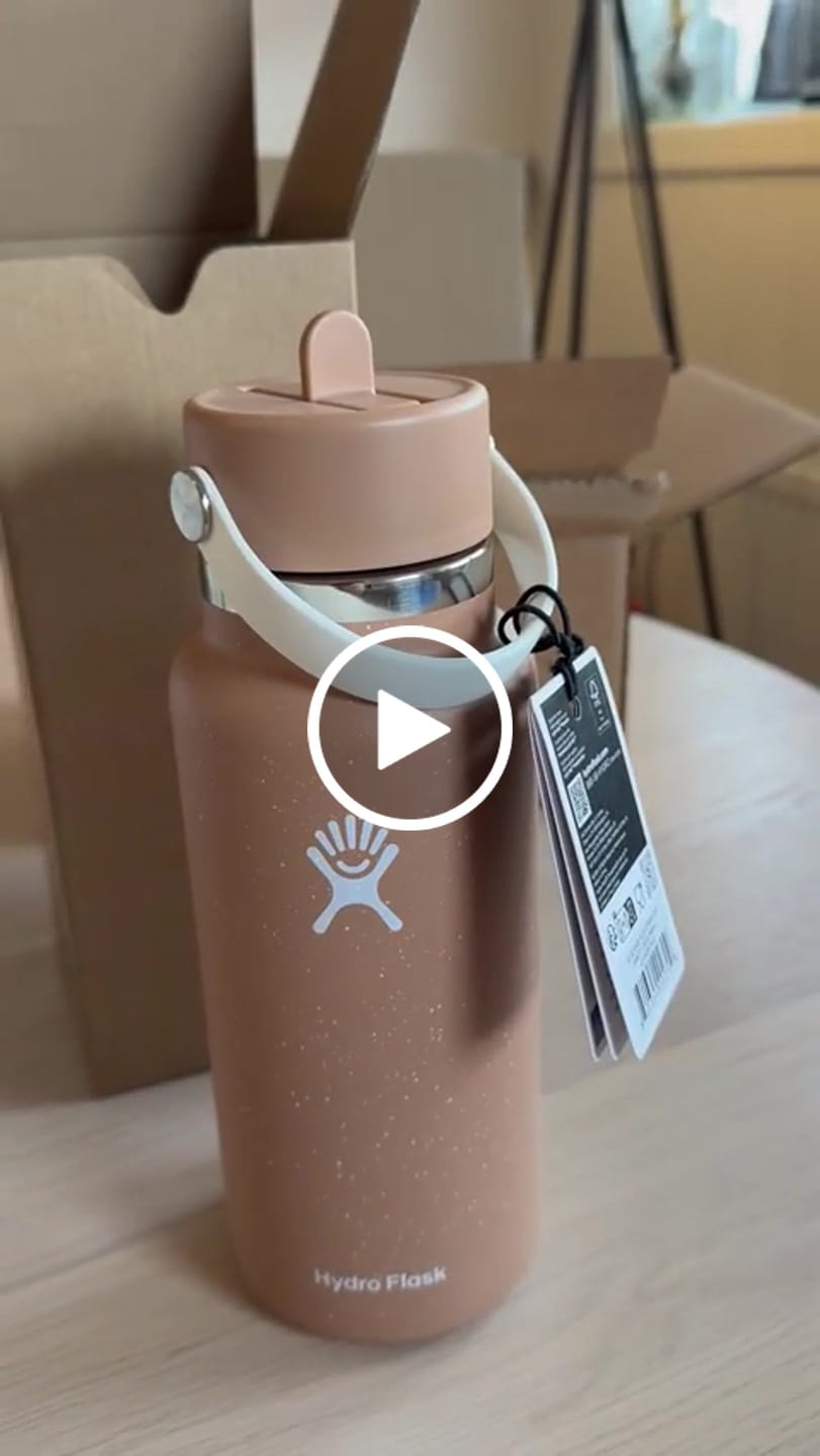 Customer video review of Hydro Flask Wide Mouth with Flex Straw Cap 32oz, Speckle Sandy