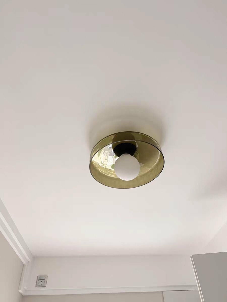 Customer photo review of Glass Flush Mount Ceiling Light, Round Metal Body, 25 cm