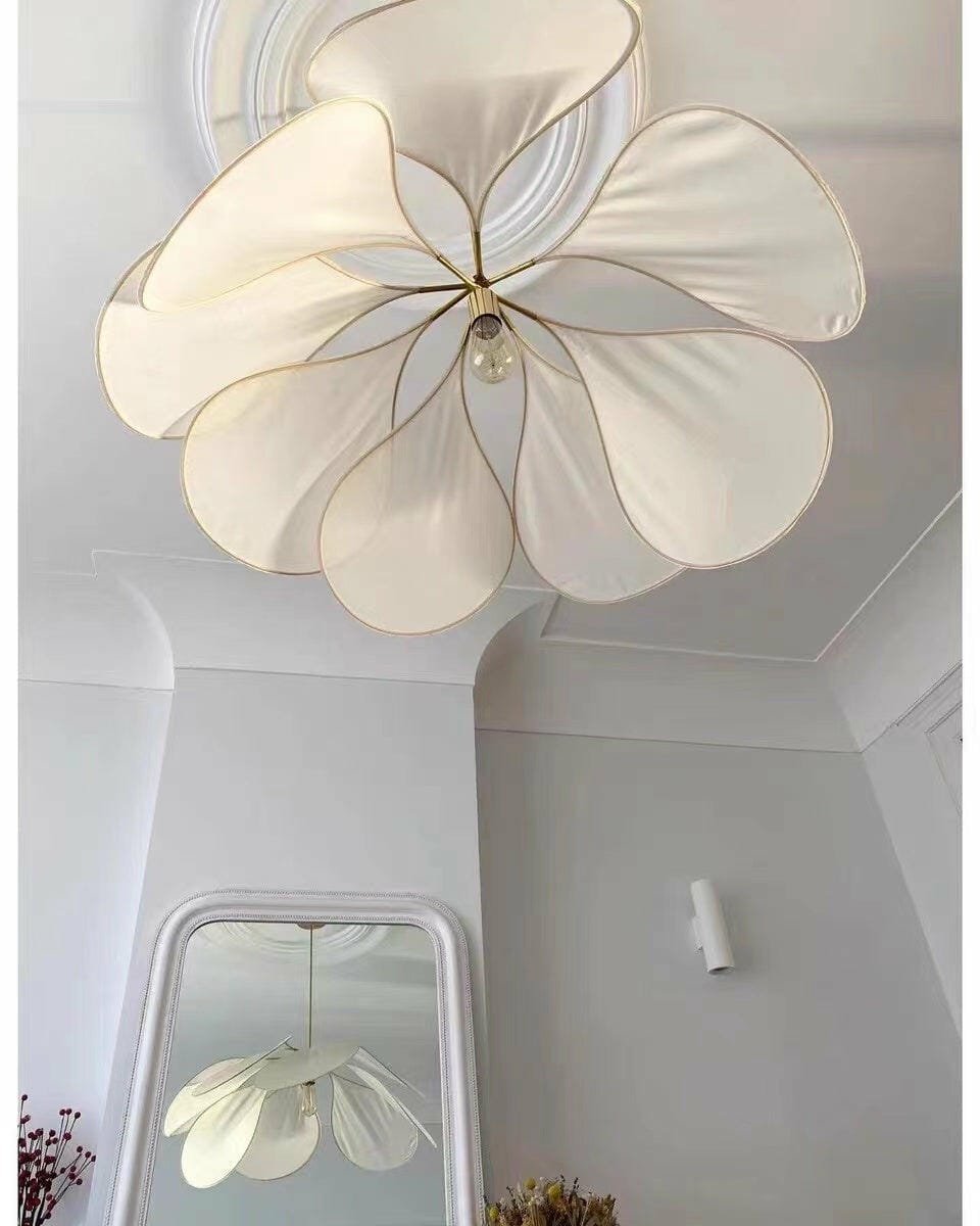 Customer photo review of Fabric Petal Dome Pendant Light, Gold Frame, 60 to 120 cm