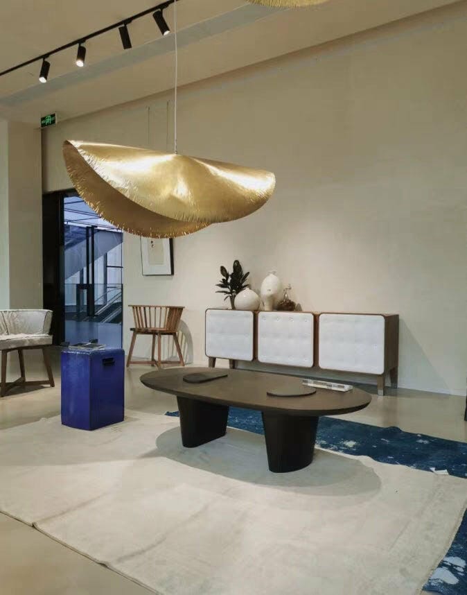 Customer photo review of Hammered Brass Pendant Light, Curved Shade, 1.5 m Cable