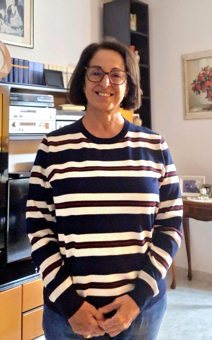 Customer photo review of MAGLIONE SILJE BLU/PANNA