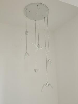 Customer photo review of Resin Bird Pendant Light, White or Black, 32 to 40 cm