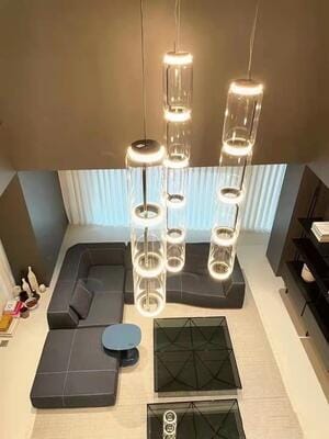 Customer photo review of Clear Glass Cylinder Pendant Light, Integrated LED, 36 cm