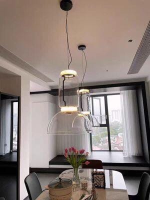 Customer photo review of Clear Glass Cylinder Pendant Light, Integrated LED, 36 cm