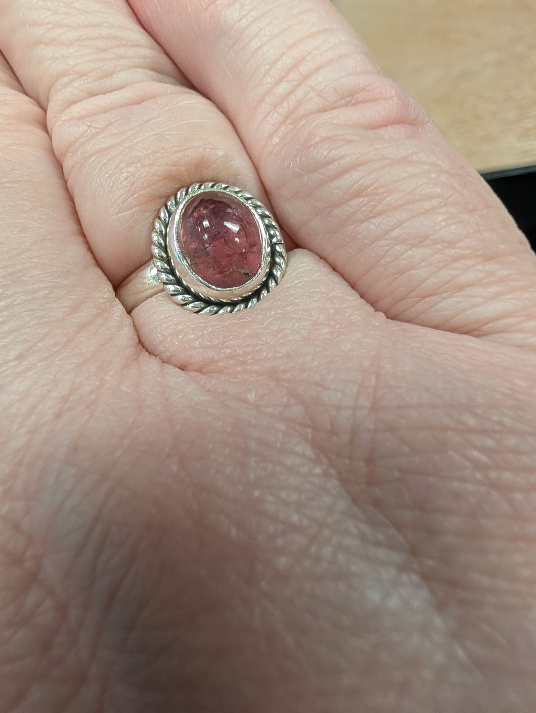 Customer photo review of Premium Pink Tourmaline Ring Size 9.75 (.925 Sterling Silver)