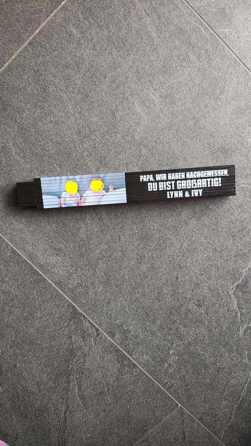 Customer photo review of Unser Papa - Personalisierter Zollstock mit eigenem Foto für Papa und Opa