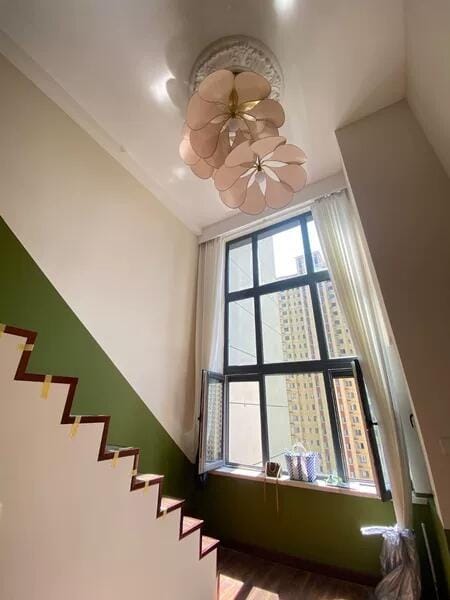Customer photo review of Fabric Petal Dome Pendant Light, Gold Frame, 60 to 120 cm