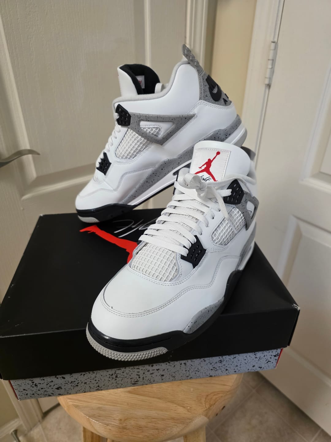 Customer photo review of Air Jordan 4 Retro OG 'White Cement' 2025