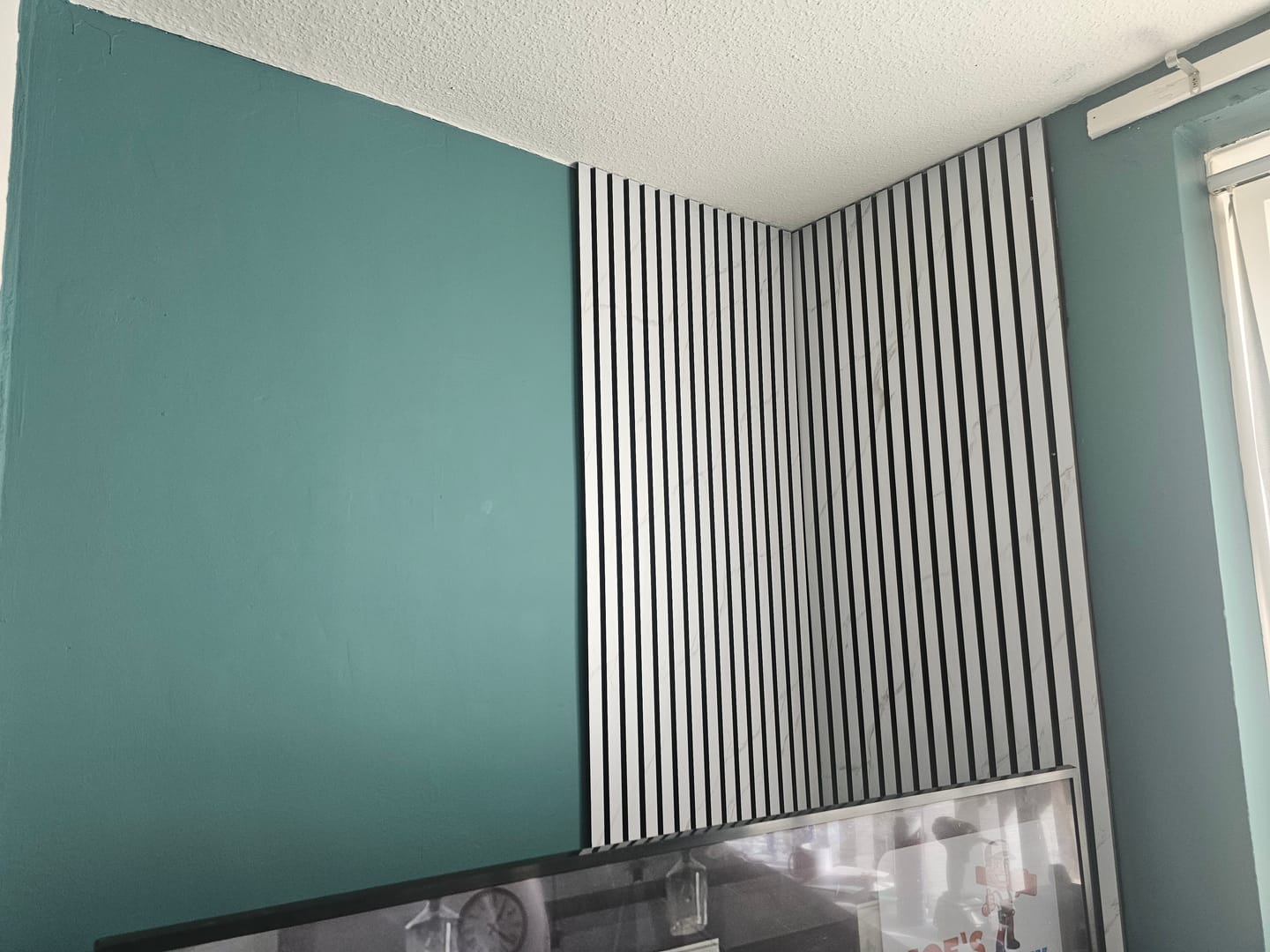 Customer photo review of White Marble Acoustic Slat Wall Panels — Decorative MDF Wood Panels 2.4m x 0.6m