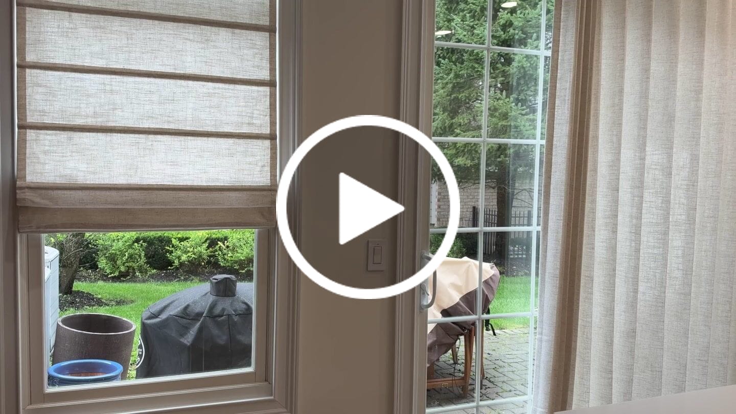 Customer video review of SmartWings Motorized Linen Roman Shades 50%/70%/100% Blackout Daphne