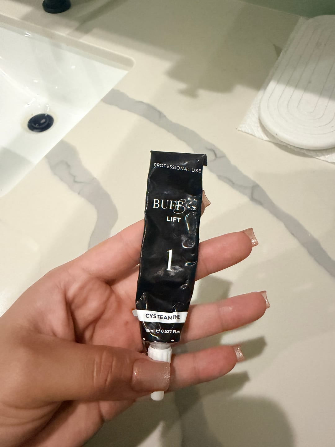 Customer photo review of Cysteamine Brow & Lash Lamination Kit - Step 1 - 15ml