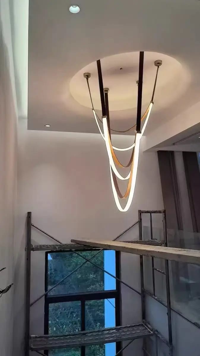 Customer photo review of Gale Leather Belt Chandelier