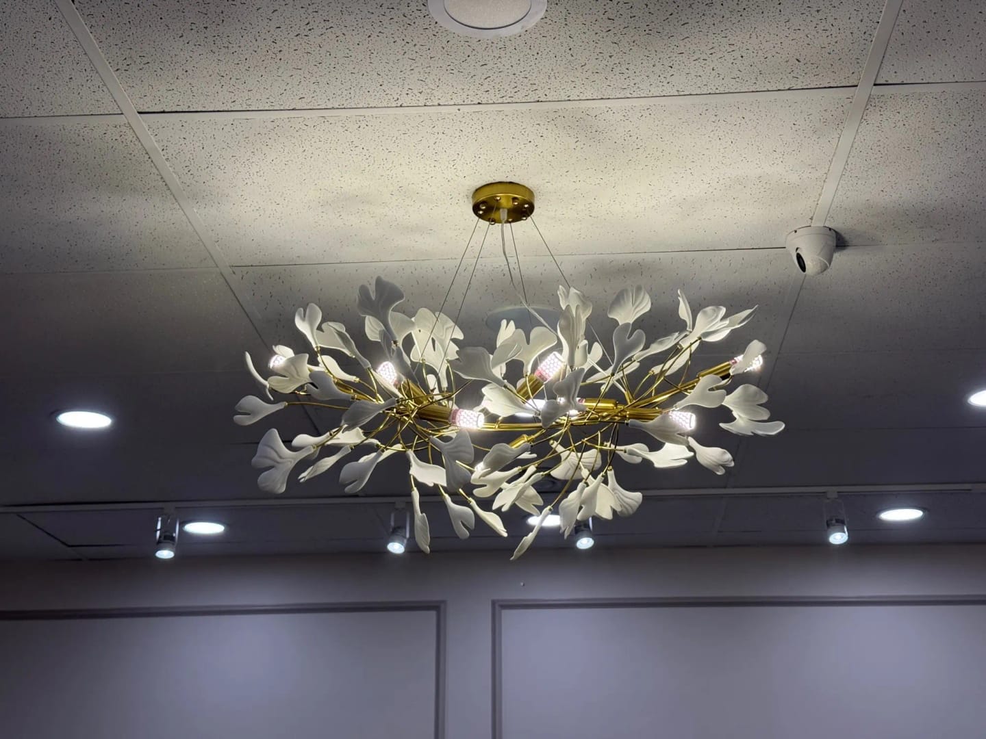 Customer photo review of Horizon Bloom Gingko Chandelier, Porcelain Leaf Ceiling Light, 7 Sizes