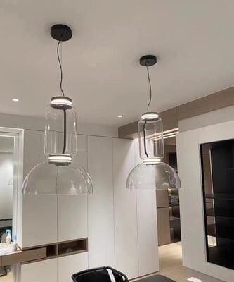 Customer photo review of Clear Glass Cylinder Pendant Light, Integrated LED, 36 cm