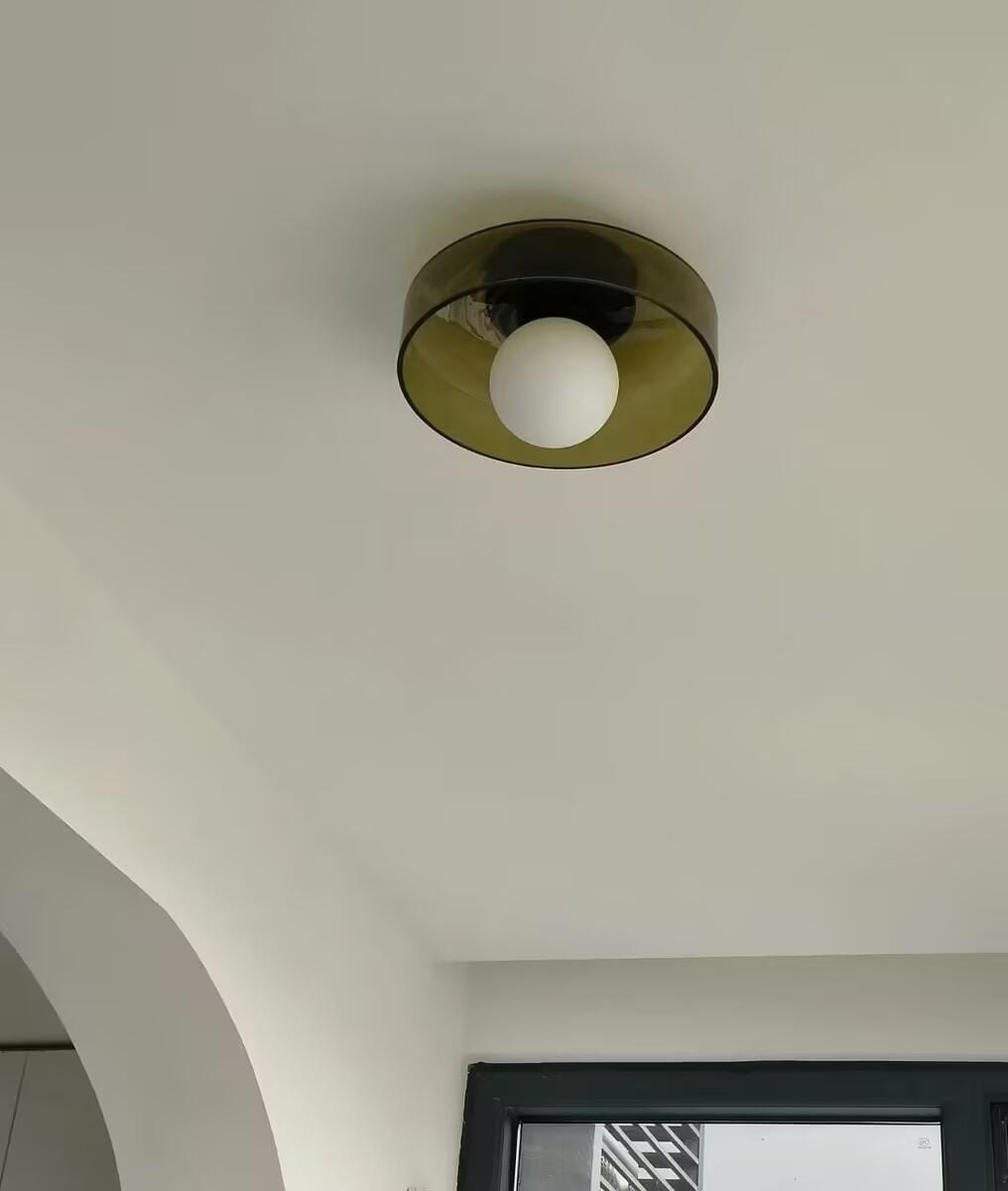Customer photo review of Glass Flush Mount Ceiling Light, Round Metal Body, 25 cm