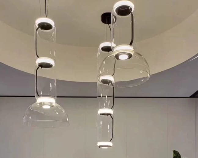 Customer photo review of Clear Glass Cylinder Pendant Light, Integrated LED, 36 cm