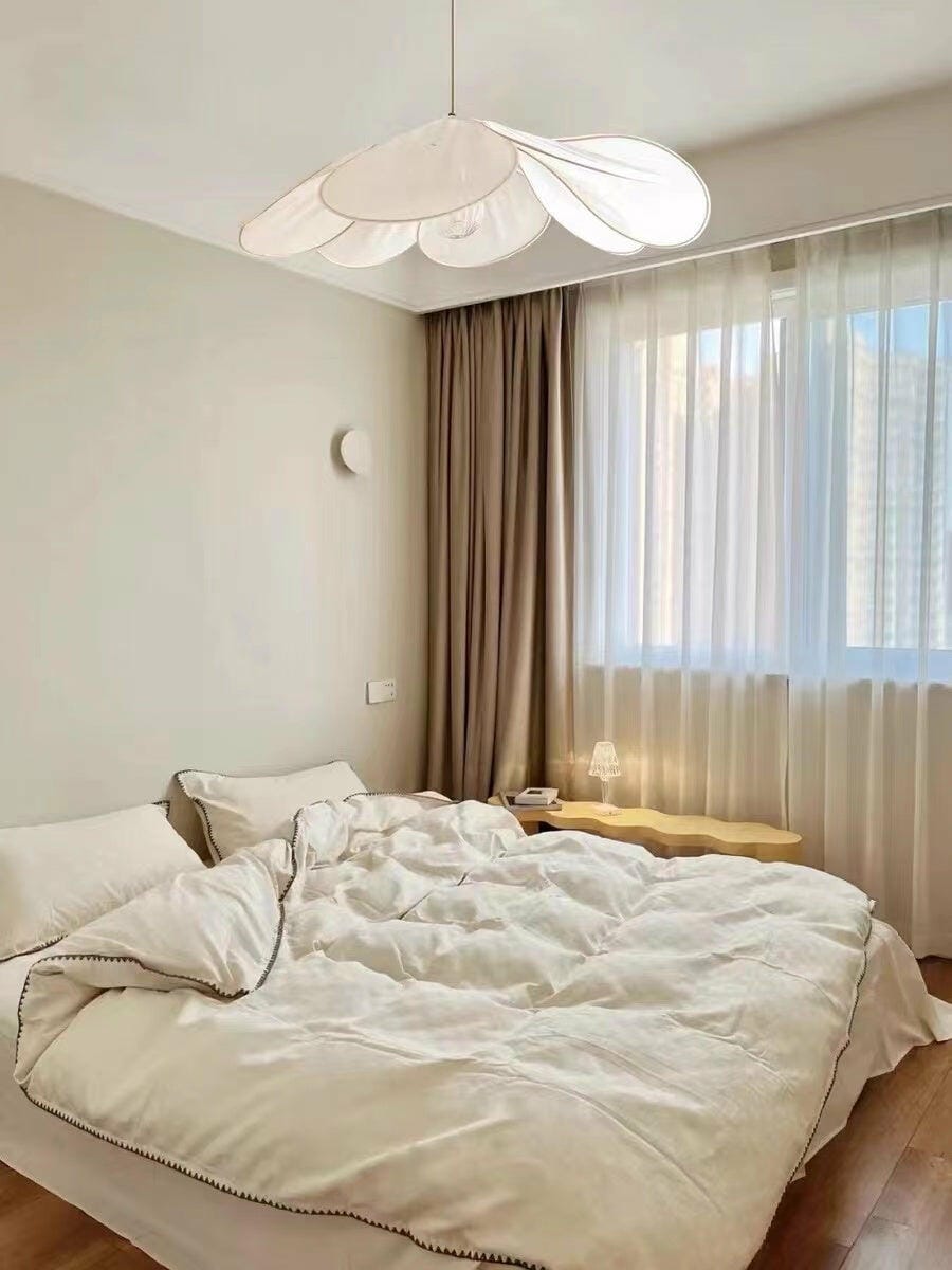 Customer photo review of Fabric Petal Dome Pendant Light, Gold Frame, 60 to 120 cm
